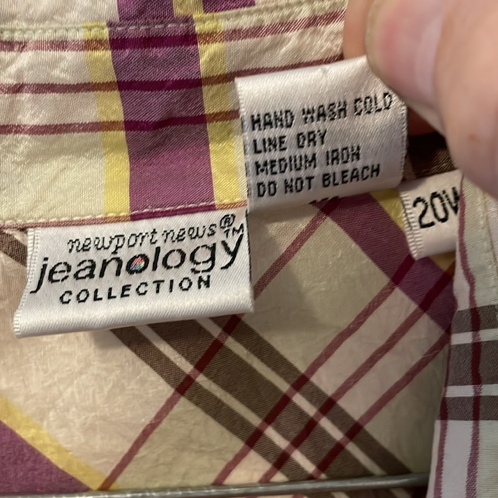 Newport News Jeanology 20W plaid sleeveless tie front western shirt snap buttons - Picture 5 of 7